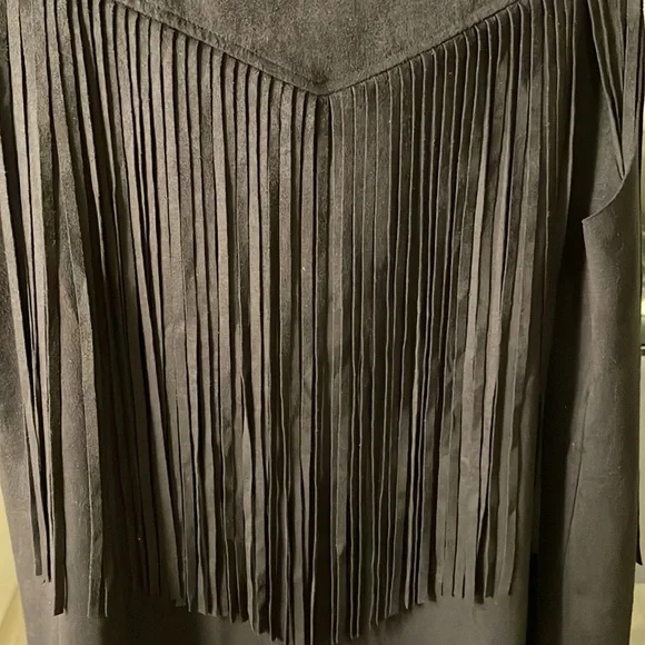 NWT Vintage Havana fringe black suede like vest - Picture 6 of 8